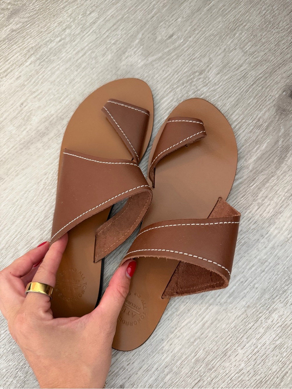 ATP Atelier Centola Cannella Contrast Stitch Leather Sandals 40